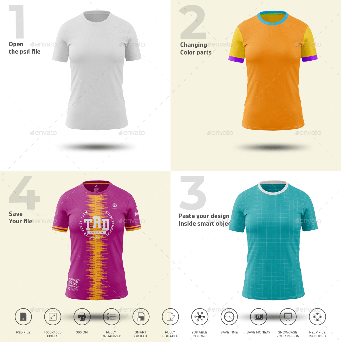 Women's Round Collar Soccer Jersey Mockup, Graphics GraphicRiver